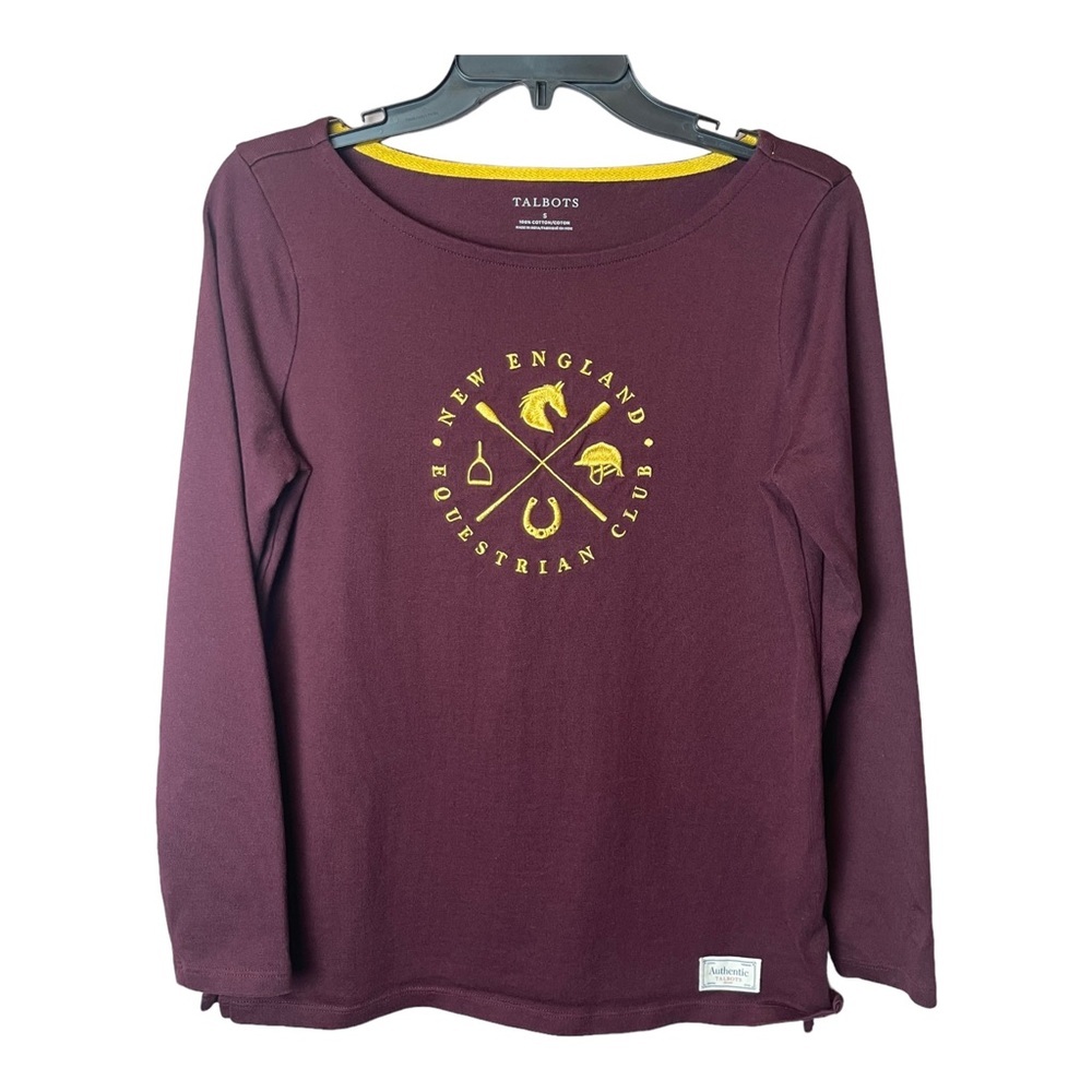 Talbots Burgundy New England Equestrian Club Shirt S